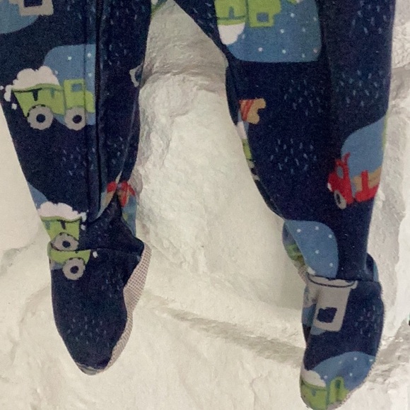 Carters 12 month fleece pajamas zip front safety material on feet cute details - Picture 5 of 12
